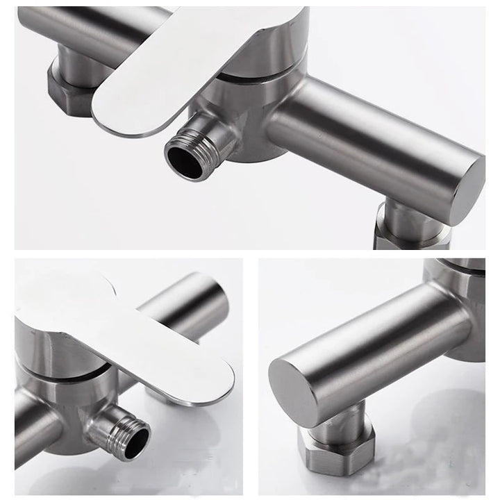 PET-  Black Bathroom Shower Faucet Wall Mounted Hot and Cold Water Mixing Valve Faucet 304 Stainless Steel Triple Tub Faucet