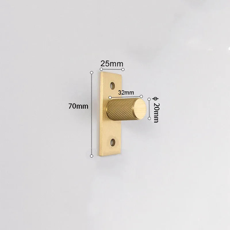 Brass Knurled Cabinet Handles Wardrobe Bar Pull with Baseplate Textured Furniture Door Handle with Baseboard Drawer Knobs