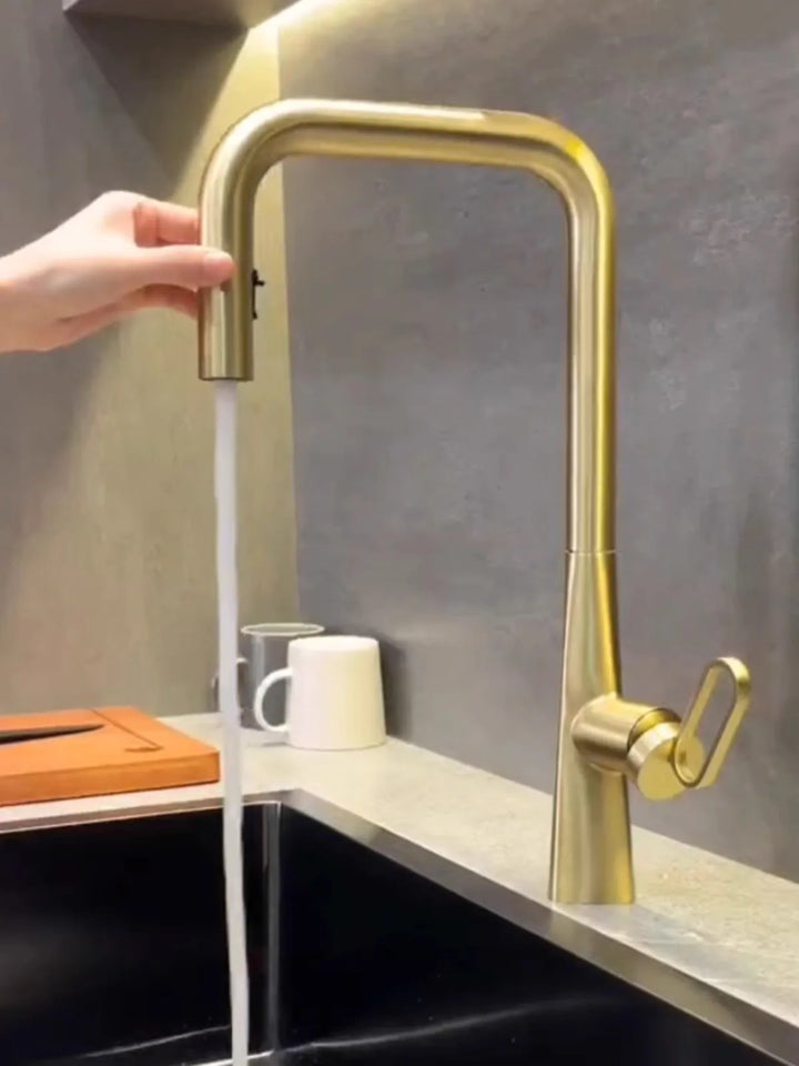 Serena-White Pull Out Kitchen Faucets Brass Lead Free Sink Faucets Sink Tap Rotating Spout Mixers Tap Hot Cold Water Crane Green