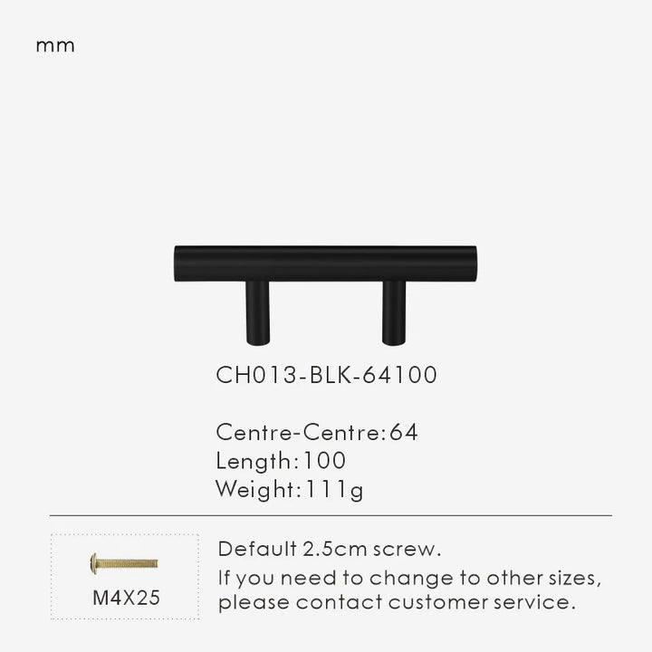 Nurlin Solid Brass Round Rod T-shaped Cabinet Handle Extended Long Wardrobe Drawer Refrigerator Kitchen door Pull Furniture