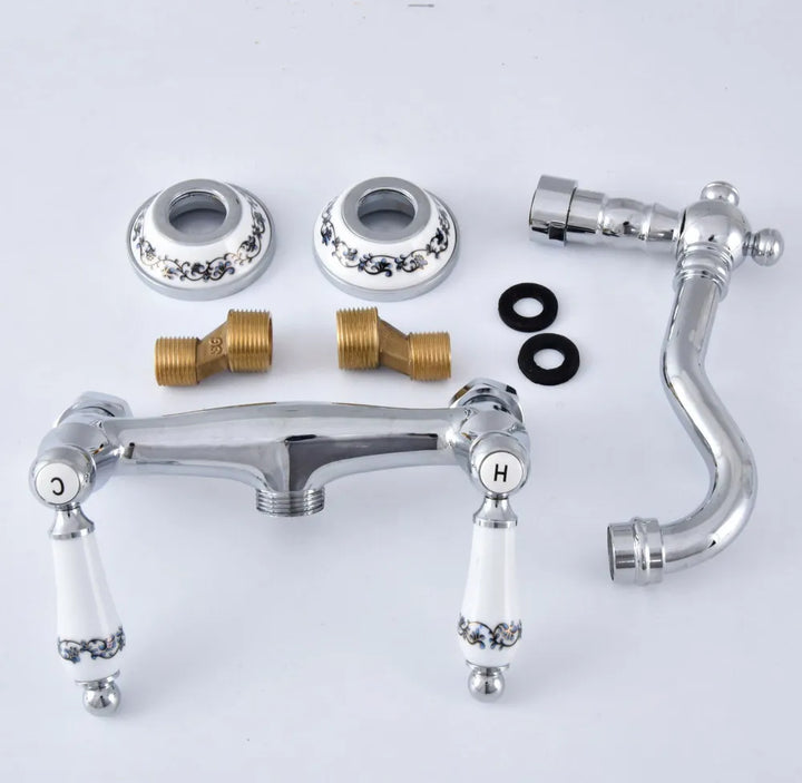 Chrome Victorian Farmer Sink Mixer Tap Swivel Faucet
