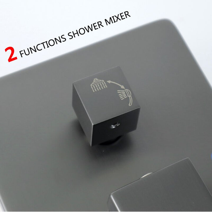 Chrome-Black-Brushed Gold  CSA -Modern rectangular 12x12"  rain head with  2 way function diverter completed shower kit