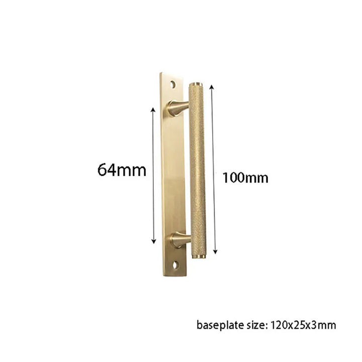 Brass Knurled Cabinet Handles Wardrobe Bar Pull with Baseplate Textured Furniture Door Handle with Baseboard Drawer Knobs