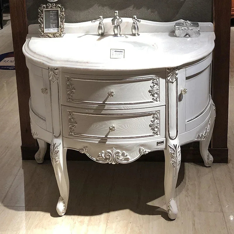 French Victorian Solid Oak Bathroom Vanity