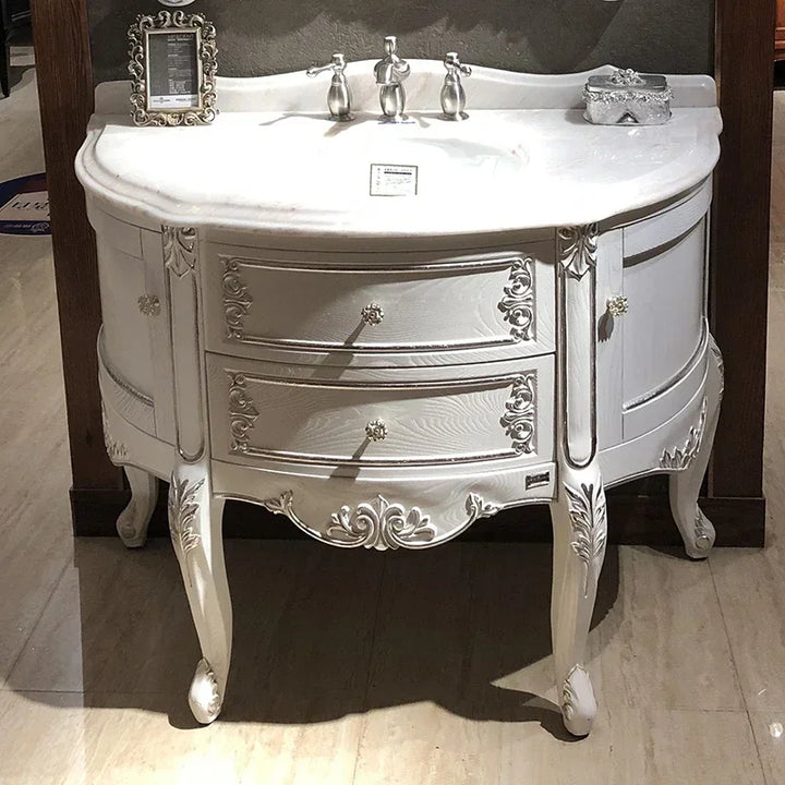French Victorian Solid Oak Bathroom Vanity