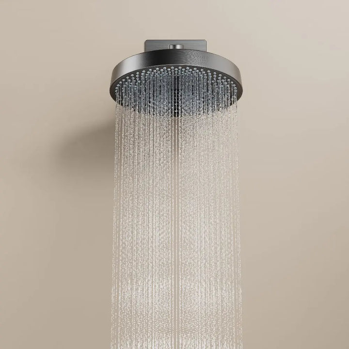 Round Thermostatic Bathroom Shower Faucet In Wall Black  Bath and Shower Faucet Set  Thermostatic Mixer Bath and Rainfall Shower