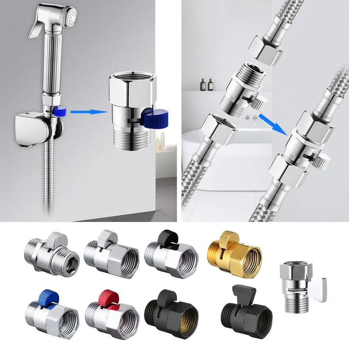 Bidet Shattaf Shower Flow Control Valve Female Male G1/2 Shower Head Shut Off Valve Quick-opening Diverter Valve Handheld Shower Head
