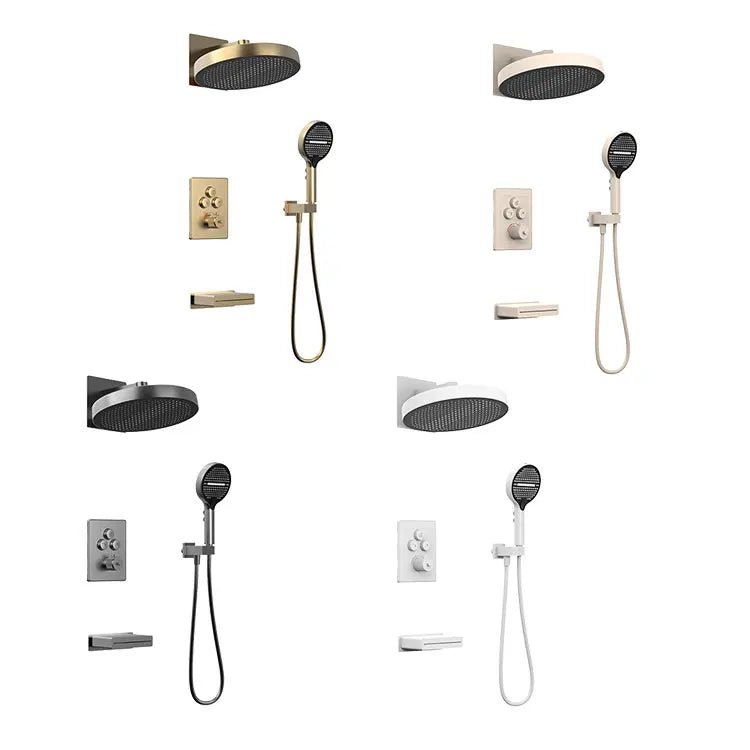 Apartamento-  Thermostatic Shower Faucet Hotel Bathroom Mixer Wall Mounted Jet Massage Spray Pattern Brass Chrome Ceramic