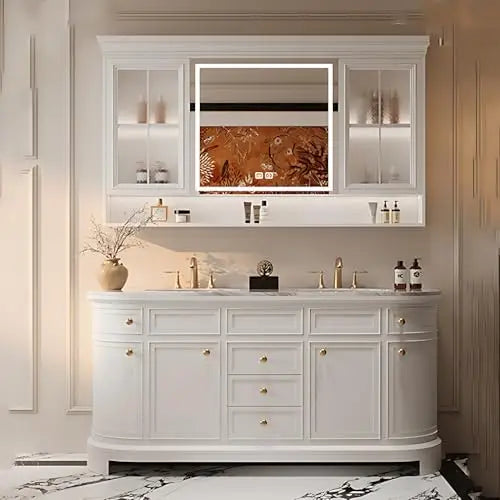 Marylin-Victorian Traditonal Curved double sink vanity 60"