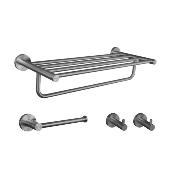 Gray Gun Metal Bathroom Hardware Accessories Cup Rack Towel Rack Toilet Brush Bath Towel Rack Roll Rack Towel Bar Hook Bathroom Wall Rack