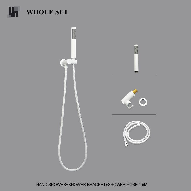 White matte 3 way volume control shower kit