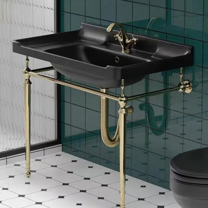French art deco retro exposed console vanity bathroom