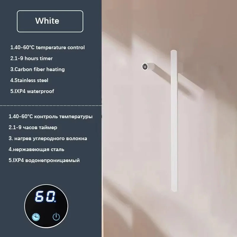 Elemento- Towel Warmer Hidden Wires Electric Heated Towel Rail Temperature Time Control Bath Electric Towel Rack