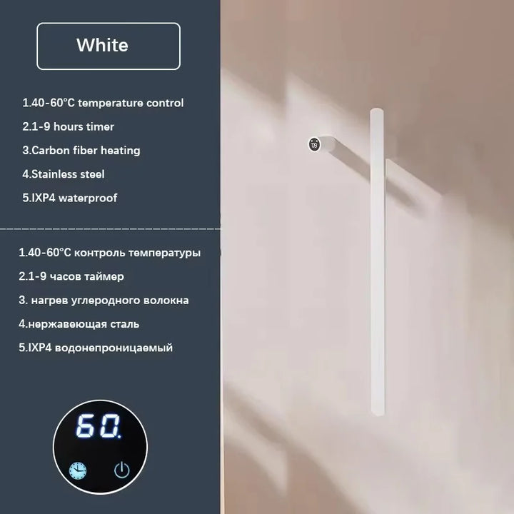 Elemento- Towel Warmer Hidden Wires Electric Heated Towel Rail Temperature Time Control Bath Electric Towel Rack