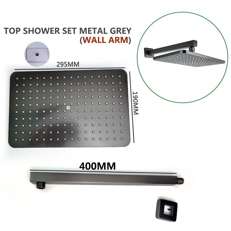 Chrome-Black-Brushed Gold  CSA -Modern rectangular 12x12"  rain head with  2 way function diverter completed shower kit