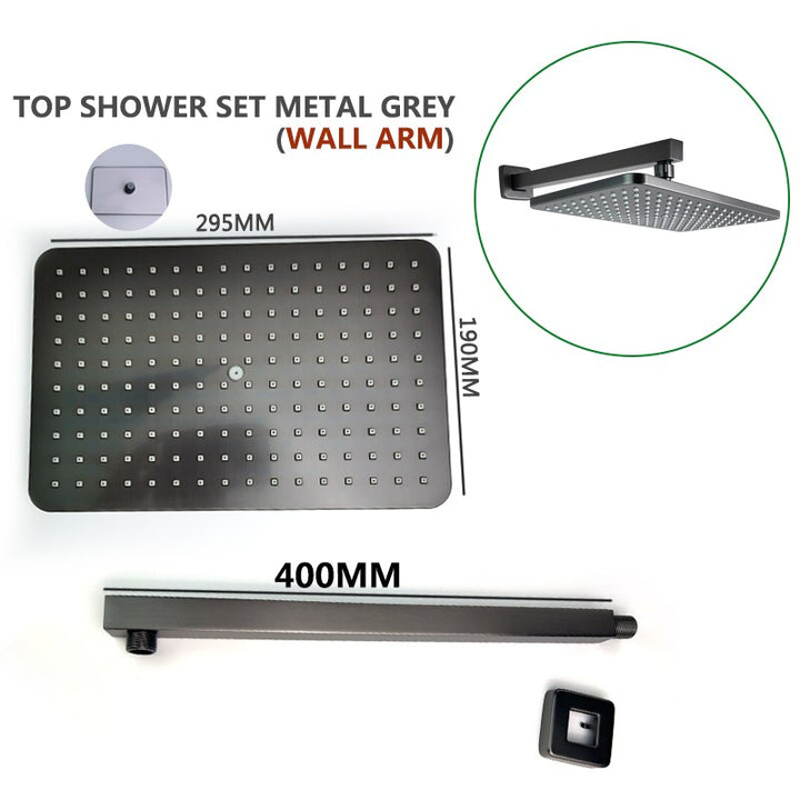 Chrome-Black-Brushed Gold  CSA -Modern rectangular 12x12"  rain head with  2 way function diverter completed shower kit