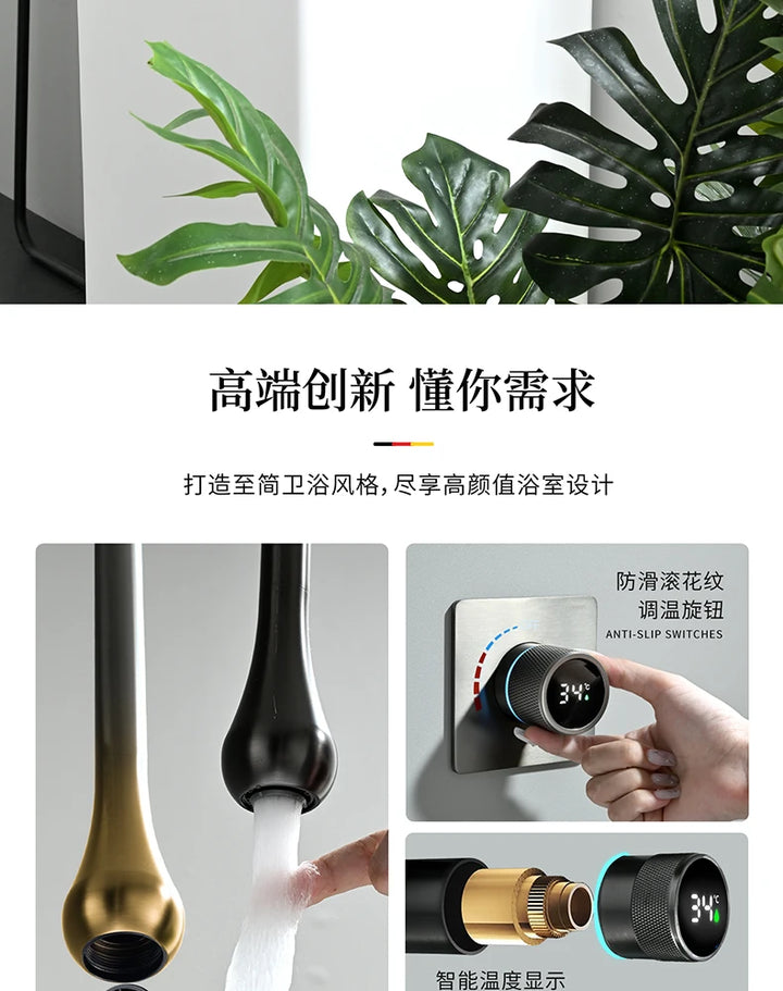 Tear drop digital dial ceiling mounted faucet