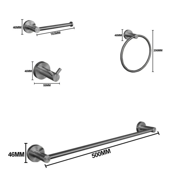 Grey Gun Metal Bathroom Hardware Accessories Cup Rack Towel Rack Toilet Brush Bath Towel Rack Roll Rack Towel Bar Hook Bathroom Wall Rack