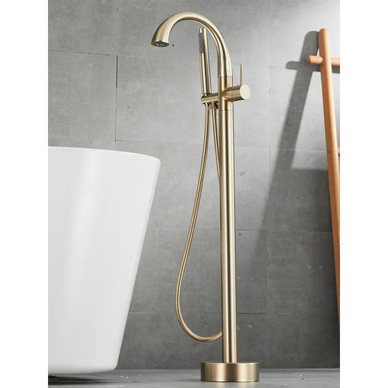 Mossberg-Single Handle Dual Control Floor Standing Freestanding Bath Shower Mixer Tap Chrome Black Brushed Gold for Pedestal  Bathtub