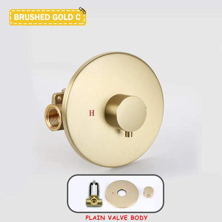 Hot and Cold Mixing Valve Body Faucet Single Handle Bathroom Concealed Shower Mixing Valve and Trim Kit Round Square