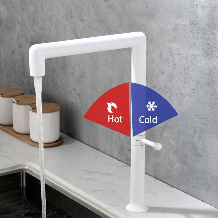 White Matte Euro design clean sleek modern kitchen faucet