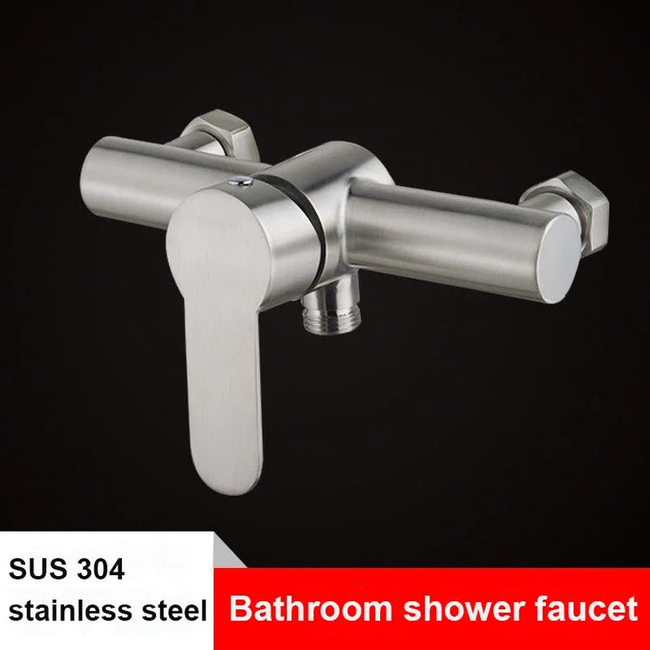 PET-  Black Bathroom Shower Faucet Wall Mounted Hot and Cold Water Mixing Valve Faucet 304 Stainless Steel Triple Tub Faucet