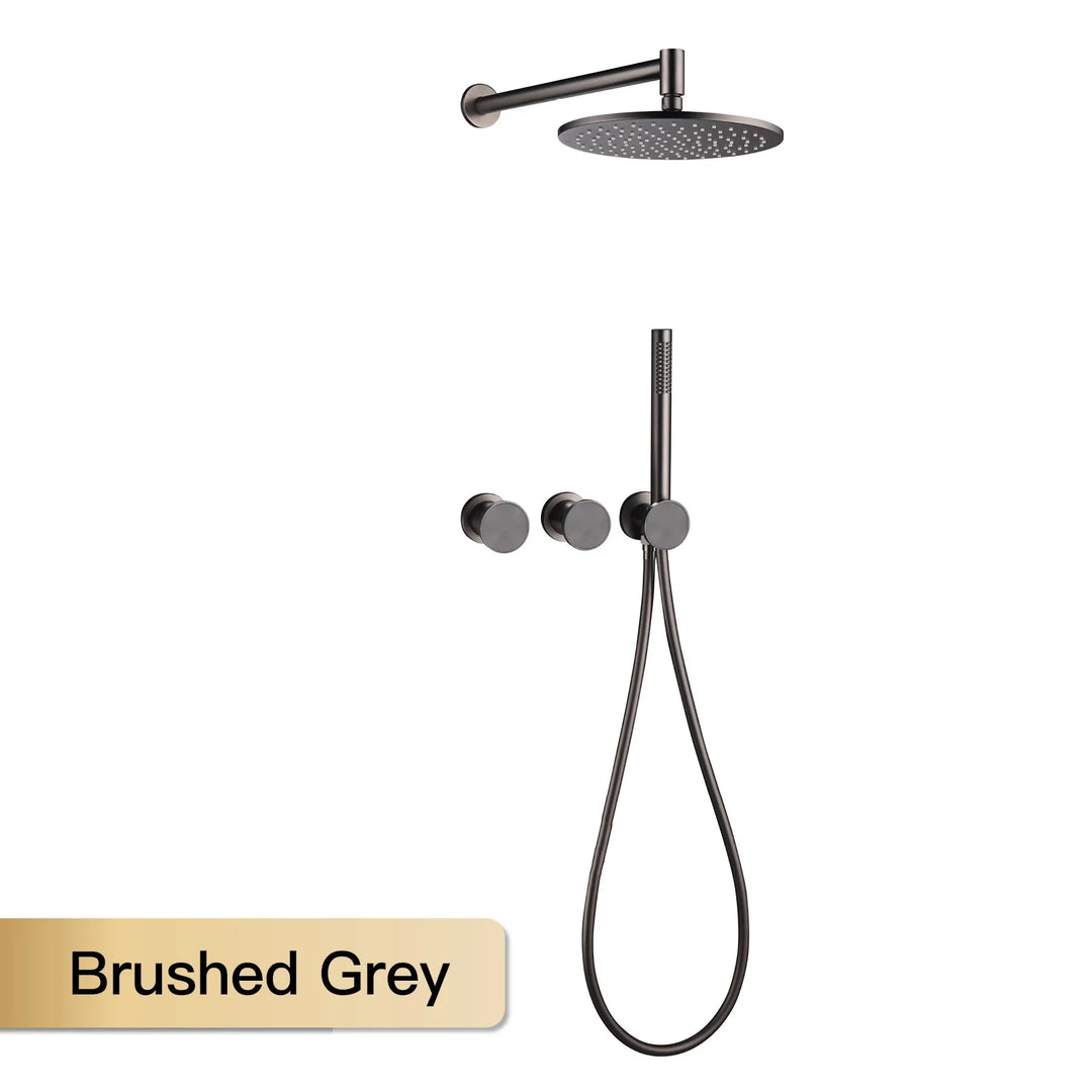 Lisboa II-Brass Shower System Simple Design Wall Mounted 2 Handle Hot & Cold Water 3 Function Bathroom Faucet