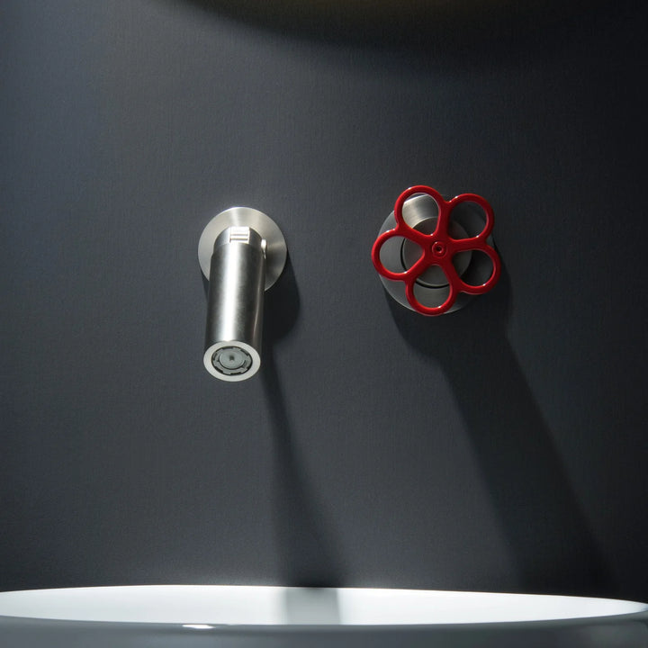Gunmetal Brass Wall Mounted Basin Faucet Hot and Cold Water Mixer Tap with Flower Handle