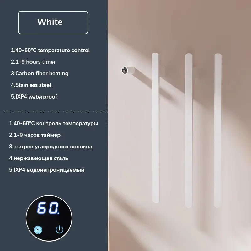 Elemento- Towel Warmer Hidden Wires Electric Heated Towel Rail Temperature Time Control Bath Electric Towel Rack