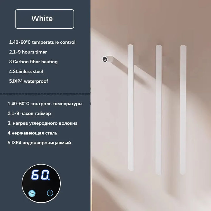 Elemento- Towel Warmer Hidden Wires Electric Heated Towel Rail Temperature Time Control Bath Electric Towel Rack