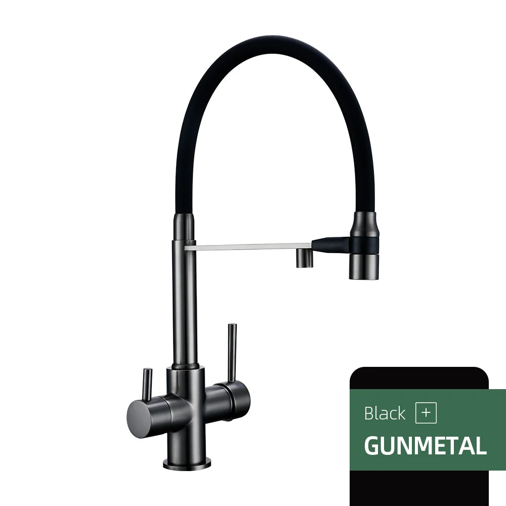 LIMA-3 Ways Kitchen Faucet Mixer Black Hose Mount Pull Out Dual Spray Nozzle Water Kitchen Taps