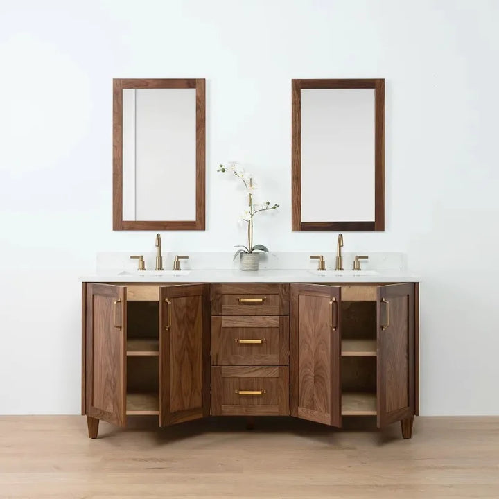 Classique- Americana Venner wood with natural interior pine wood double sink bathroom vanity