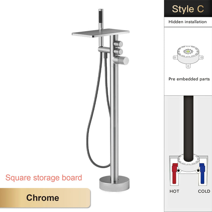 Andromeda-Gunmetal Bathtub Faucet 2 Function Hot Cold Mixer Tap Floor Mount Bathroom Tub Shower Modern Home Bath Tap
