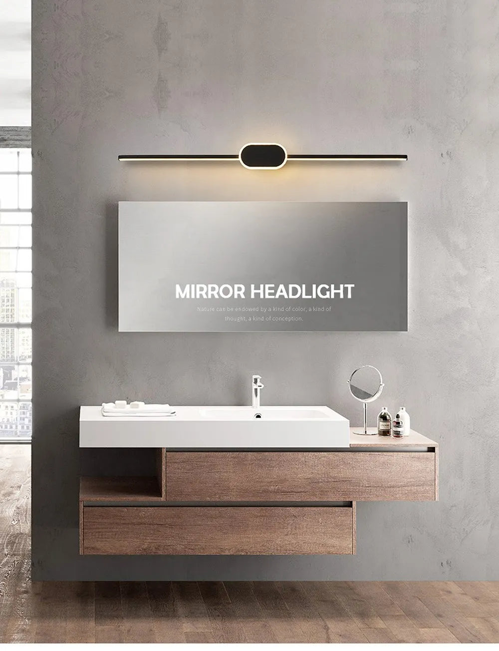 40/60/80CM Mirror Front Lamp  Bathroom Decorative Lights Mirror 40/60/80cm Long Strip Wall Sconces Living Room Indoor Fixture