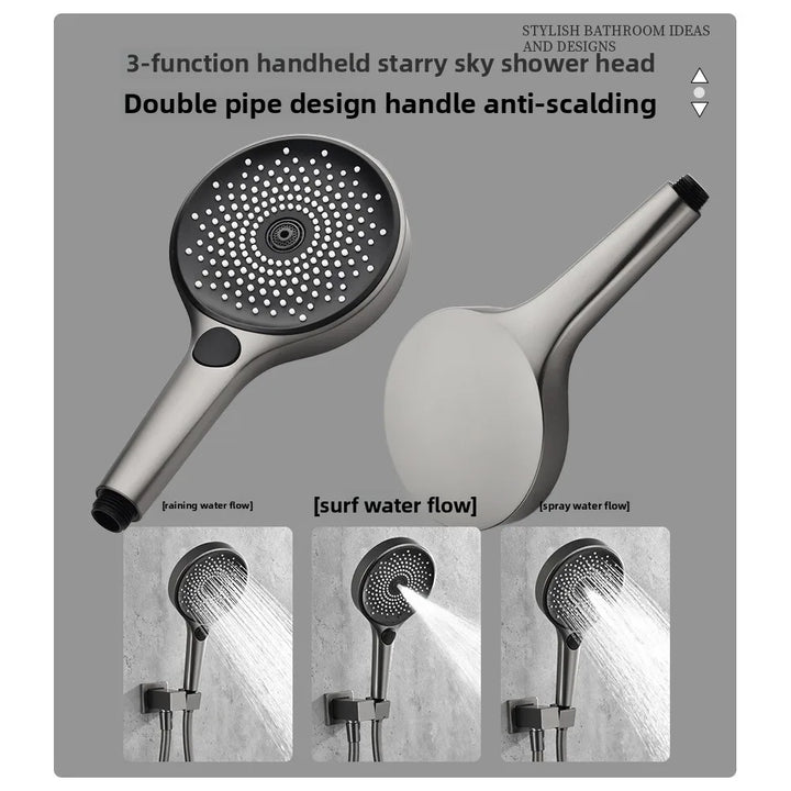 Aston-Camera Wall Mounted Thermostatic Shower Set Gunmetal Grey All Copper Concealed Rain Shower Head