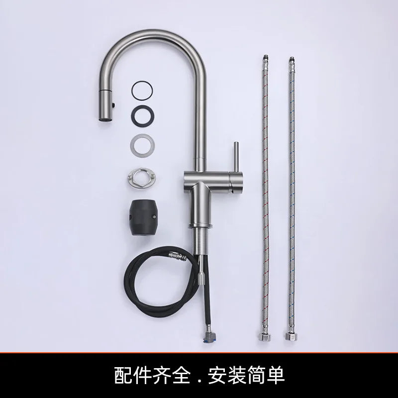 Excalibur II- Modern clean simple but sleek  Retractable Dual Sprayer Kitchen Faucet