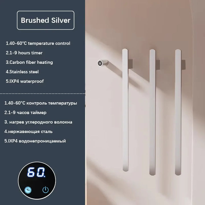 Elemento- Towel Warmer Hidden Wires Electric Heated Towel Rail Temperature Time Control Bath Electric Towel Rack
