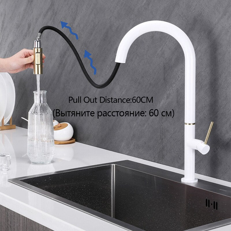 Rotterdam- White with brushed gold touchless  kitchen faucet