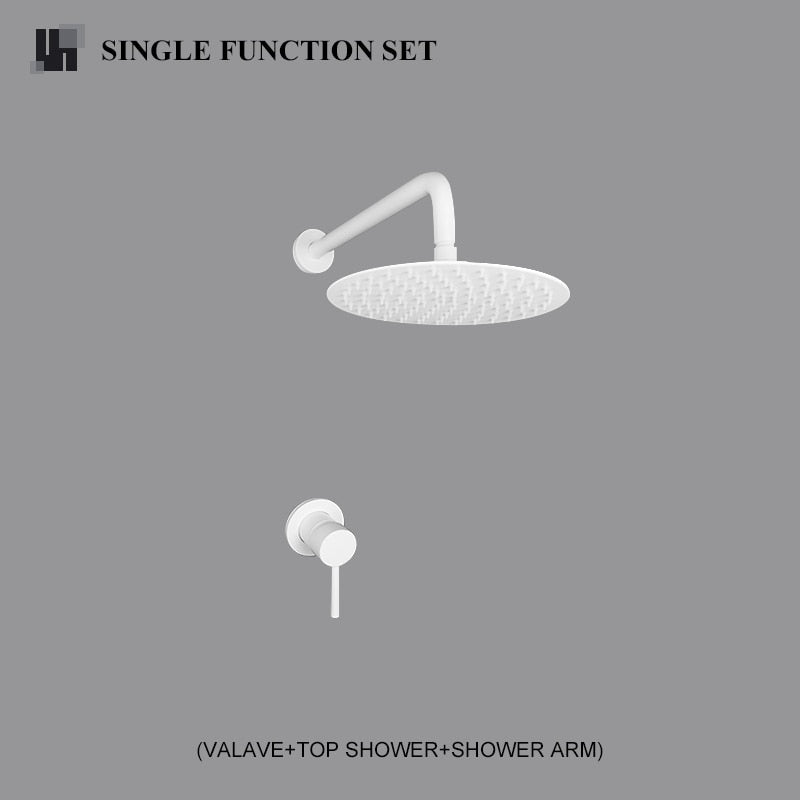 White matte 3 way volume control shower kit