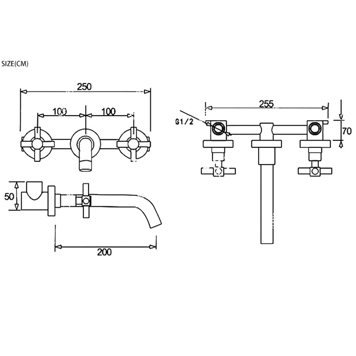 Cross Handle Wall Mounted Bathroom Faucet