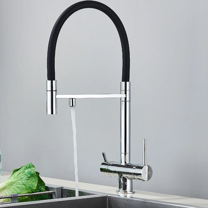 Brazilia-Faucet Chrome Deck Mounted Kitchen Mixer Tap 360 Rotate Drinking Sink Tap Water Purification Tap Crane For Kitche