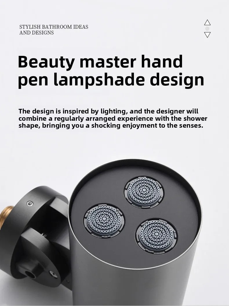 Aston-Camera Wall Mounted Thermostatic Shower Set Gunmetal Grey All Copper Concealed Rain Shower Head