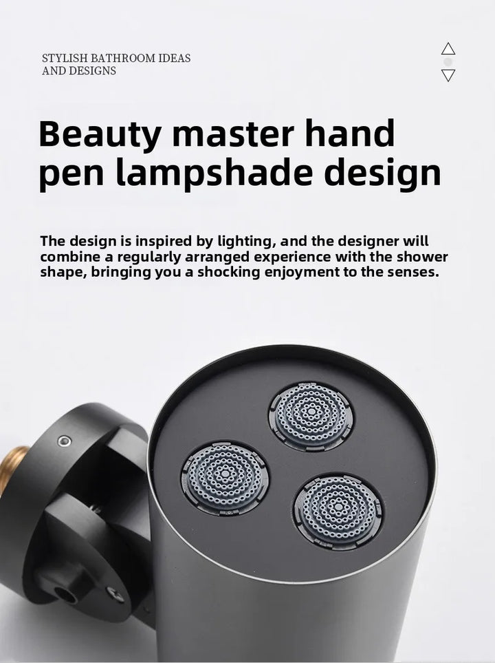 Aston-Camera Wall Mounted Thermostatic Shower Set Gunmetal Grey All Copper Concealed Rain Shower Head