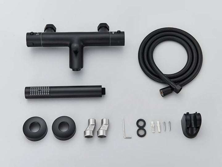 Pet-Black Thermostatic Bathroom Shower Faucet Dual Handle Bathtub Faucet Wall Mounted Mixer Tub Tap