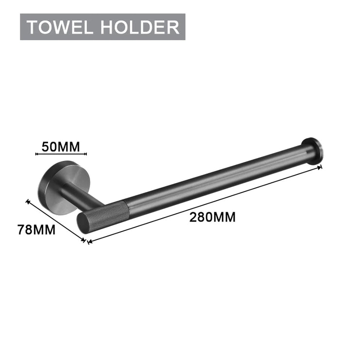 Grey Gun Metal Bathroom Hardware Set Accessories Kit Stainless Steel Round Wall Rack Hand Bar Toilet Roll Paper Holder Robe Towel Hook