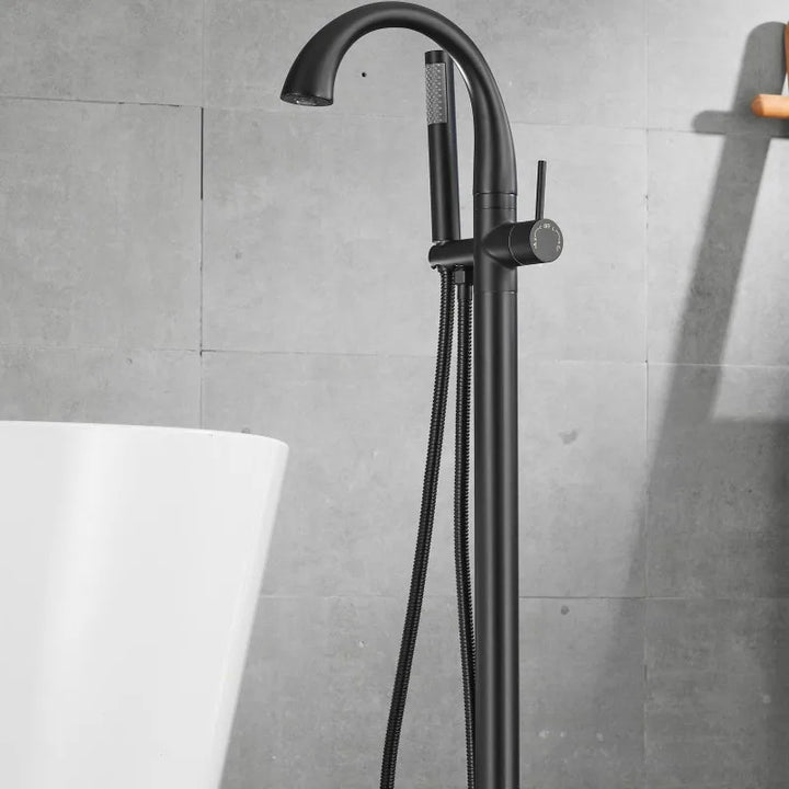 Mossberg-Single Handle Dual Control Floor Standing Freestanding Bath Shower Mixer Tap Chrome Black Brushed Gold for Pedestal  Bathtub
