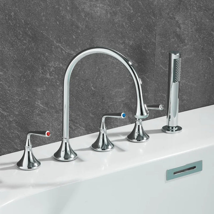 Tear drop 5 holes deck mounted bathtub filler faucet