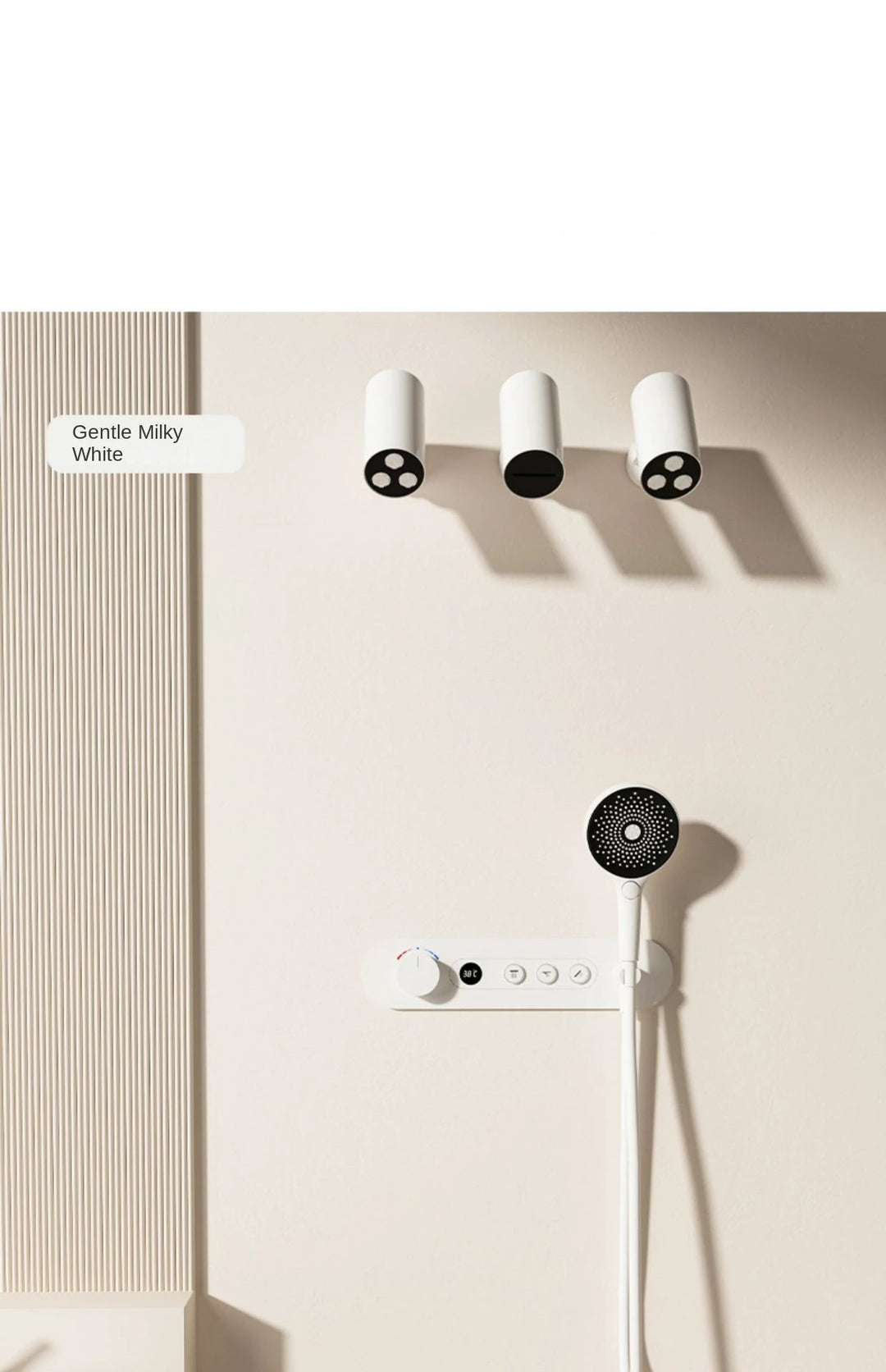 Aston-Constant Temperature White Embedded Wall-Mounted Rainfall Shower System with Intelligent Digital Display