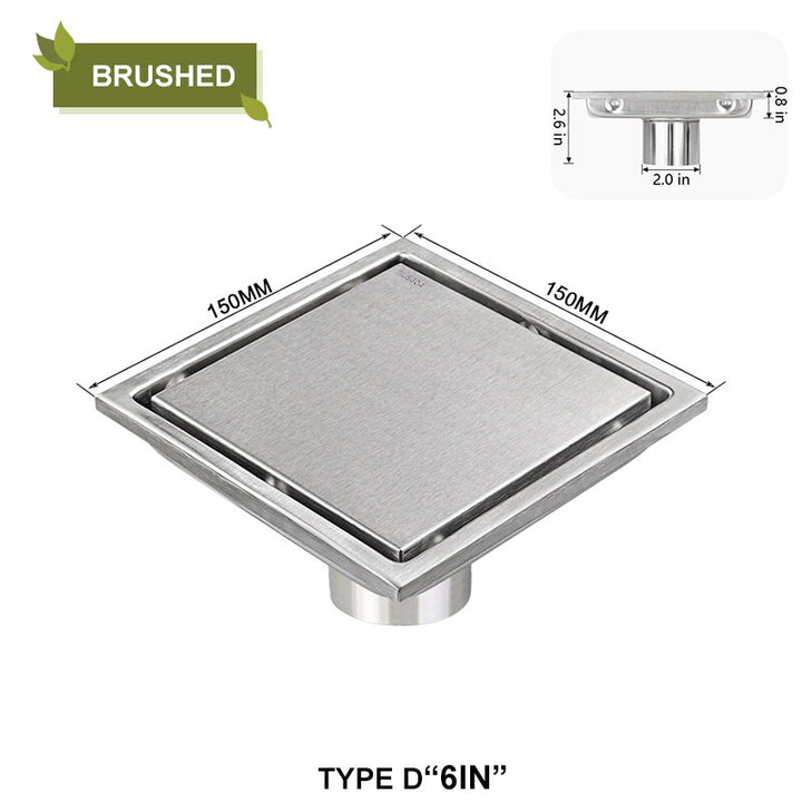 Square shower drain stainless steel with PVC or ABS adapter set