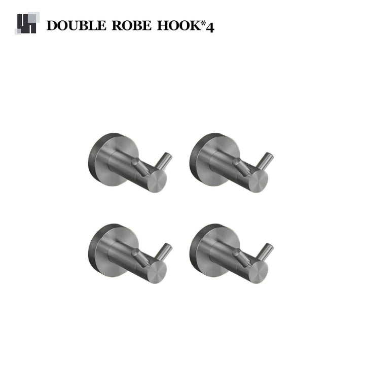 Gray Gun Metal Bathroom Hardware Accessories Cup Rack Towel Rack Toilet Brush Bath Towel Rack Roll Rack Towel Bar Hook Bathroom Wall Rack